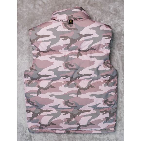 Browning Pink Camouflage Camo Goose Down Puffer Vest Womens Size XS - Picture 2 of 15